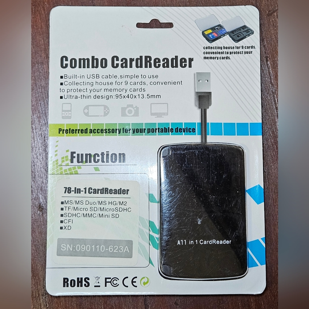 Black 78-in-1 Combo Card Reader